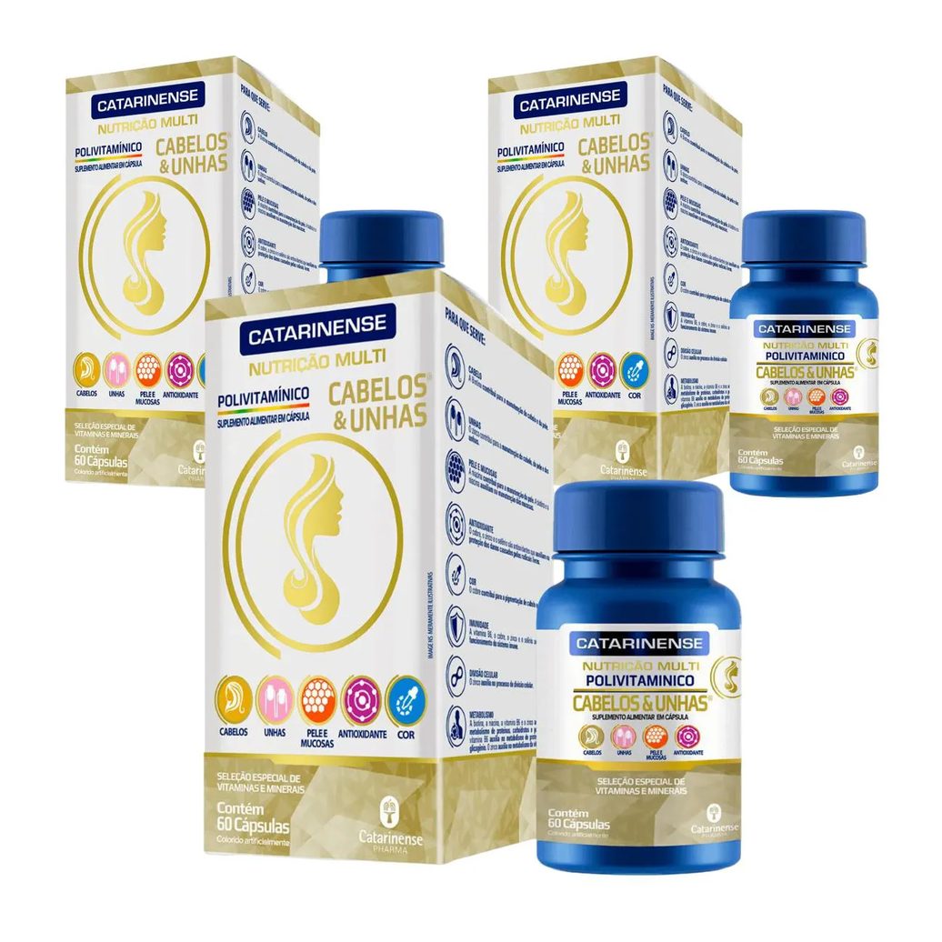 Kit 3 Vitamina Multi Cabelos e Unhas 60cps – Catarinense