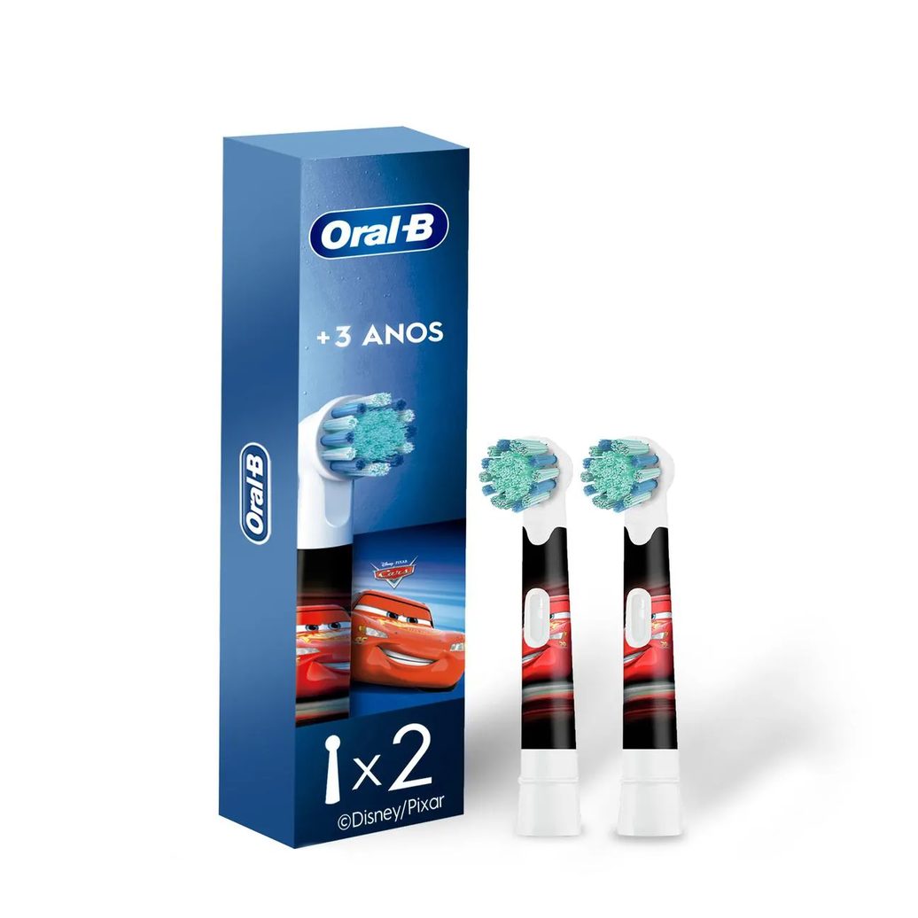 Refil Escova de Dente Elétrica Infantil Oral-B Disney Pixar Carros 2 Unidades