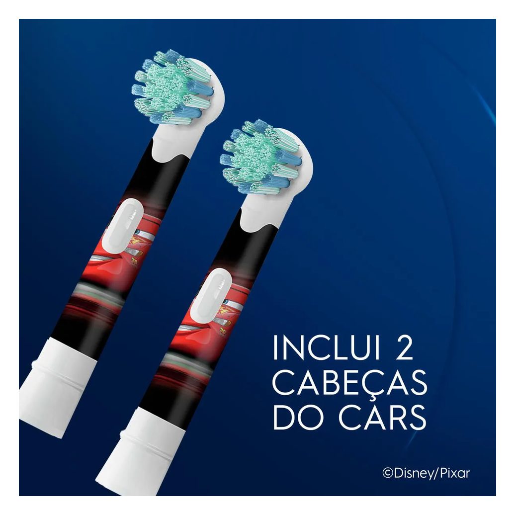 Refil Escova de Dente Elétrica Infantil Oral-B Disney Pixar Carros 2 Unidades