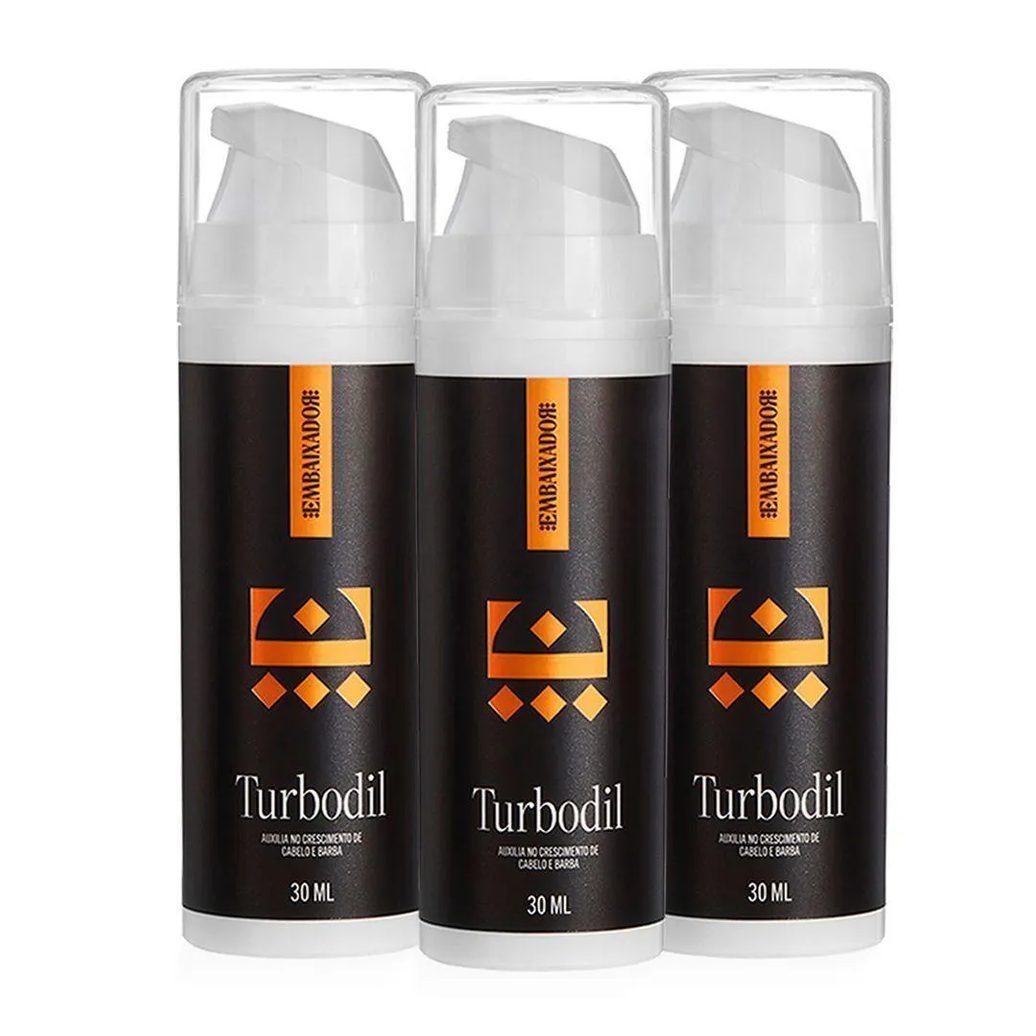 Kit 3 Blend Crescimento Barba e Cabelo Turbodil Embaixador 30ml
