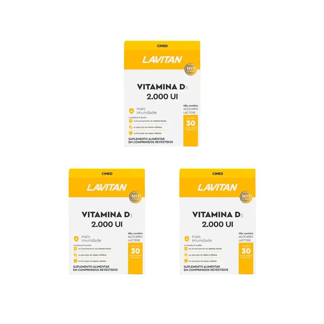 KIT 3 LAVITAN VITAMINA D 2.000UI - 30 CPR - CIMED