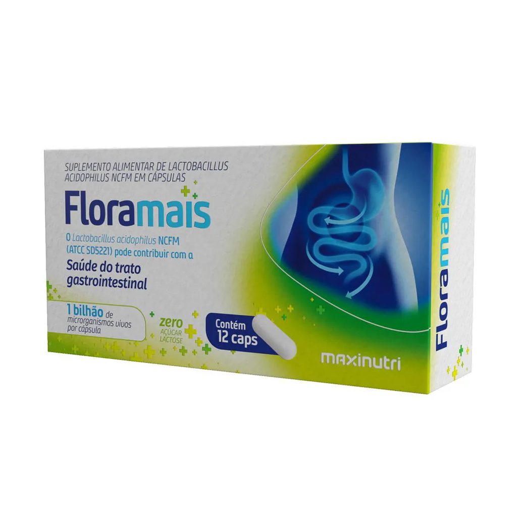 Floramais Probiotico Lactobacillus 12 Cápsulas Maxinutri