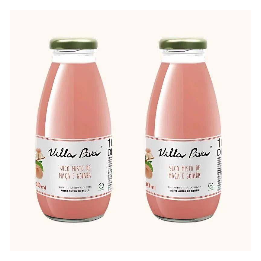 Kit 2x: Suco de Goiaba e Maçã Integral Sem Açúcar Villa Piva 300ml
