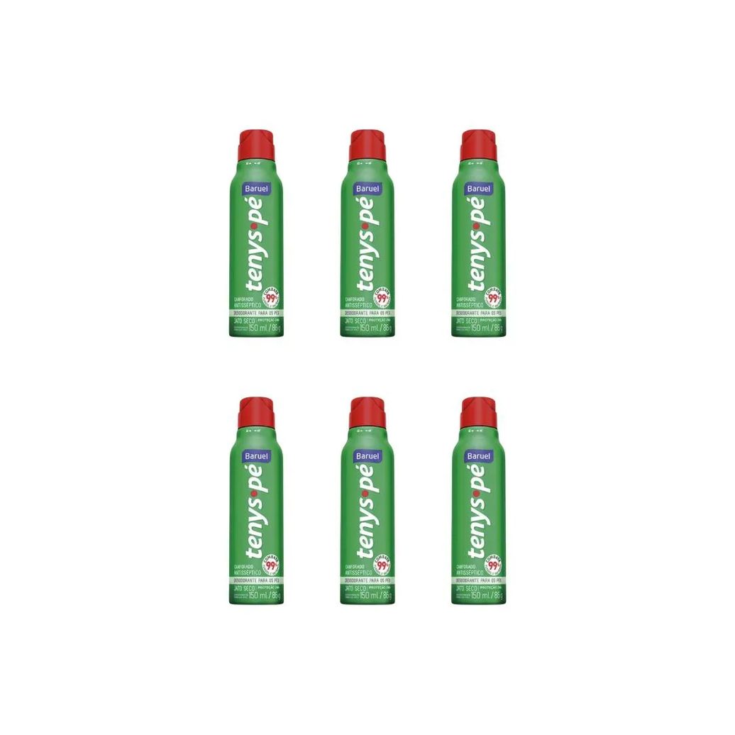 Talco Pes Tenys Pe Baruel Aerossol 150ml Seco Canforado - 6un