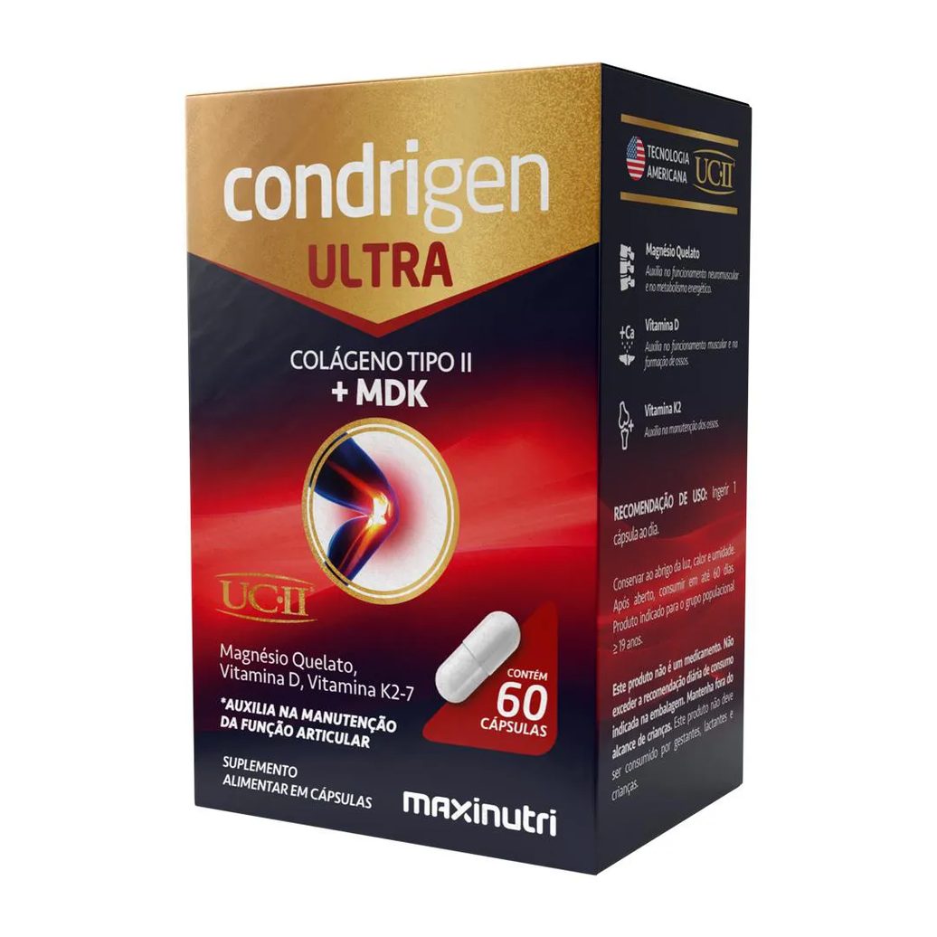 CONDRIGEN ULTRA COLáGENO NãO HIDROLISADO TIPO 2 + MDK 60 CáPS MAXINUTRI