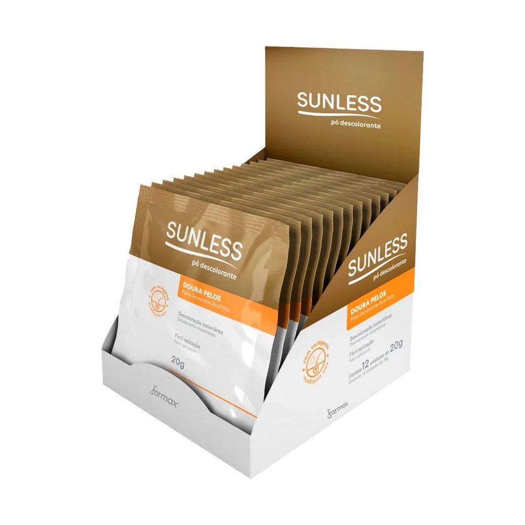 Pó Descolorante Sunless Doura Pelos com Colágeno 20g - Embalagem com 12 unidades