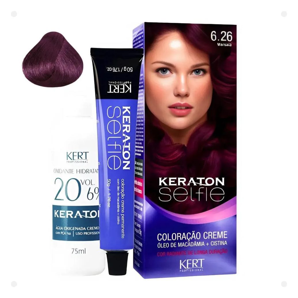 Coloração Creme Kert Keraton Selfie 6.26 Marsala
