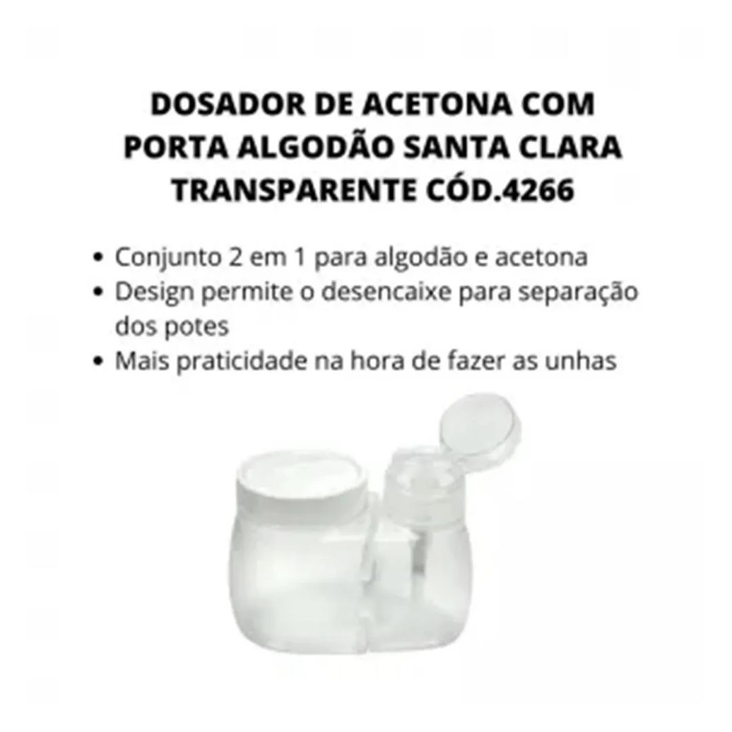 Dosador Acetona e Porta Algodão Santa Clara 4266