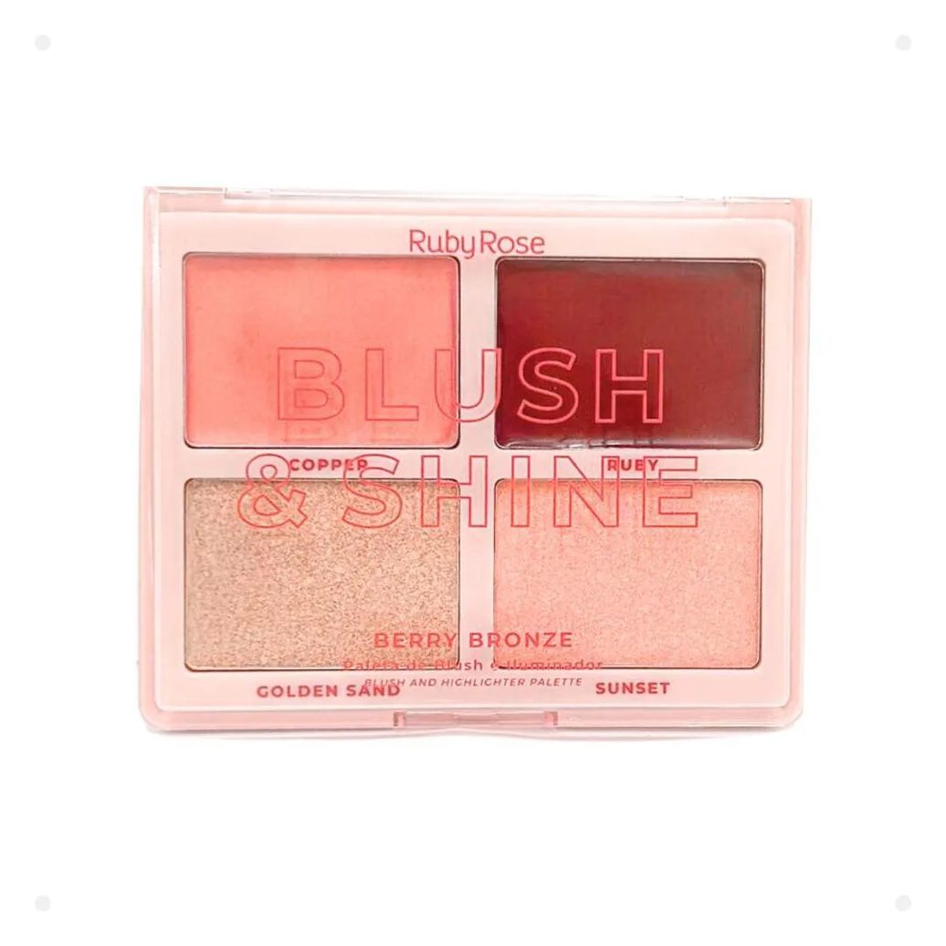 Paleta de Blush e Iluminador Ruby Rose Blush & Shine Hb-m1001-2
