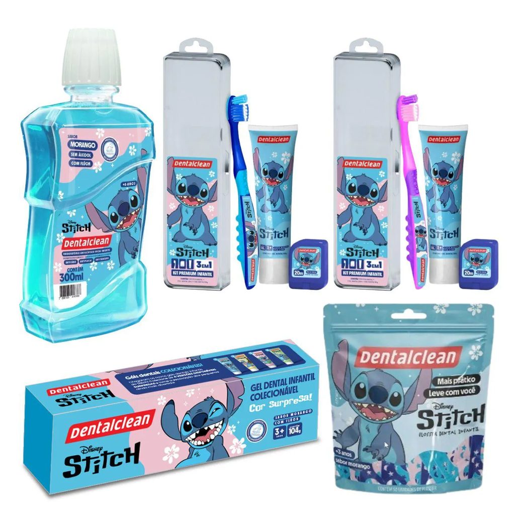 KIT PREMIUM, GEL, ENXAGUANTE E FLOSSER STITCH - DENTALCLEAN