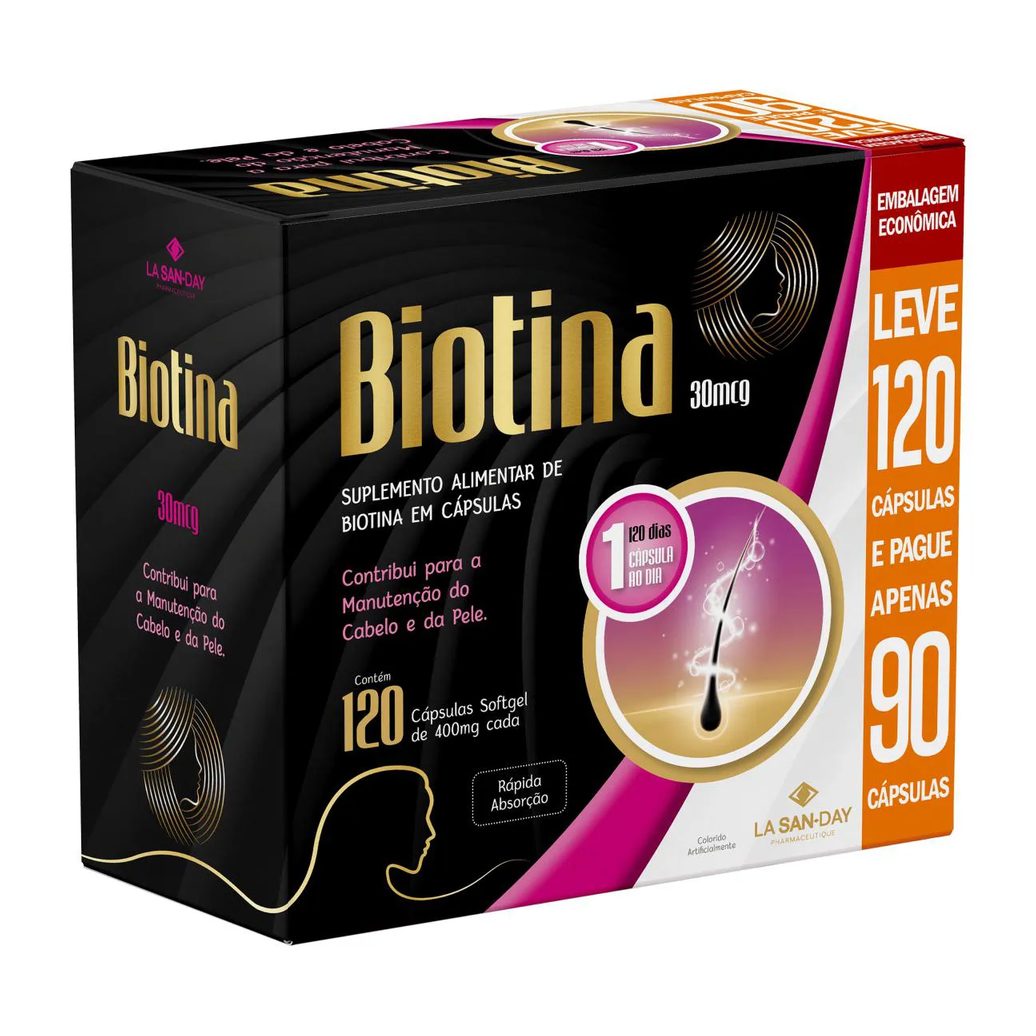 Biotina - 120 cápsulas - La San Day