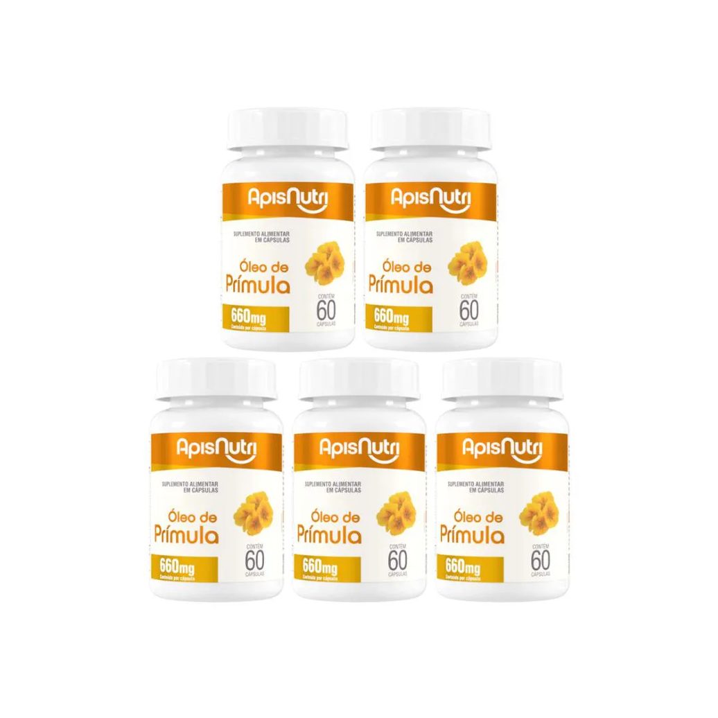 Kit 5 Óleo de Prímula 660mg - 60 cápsulas - Apisnutri