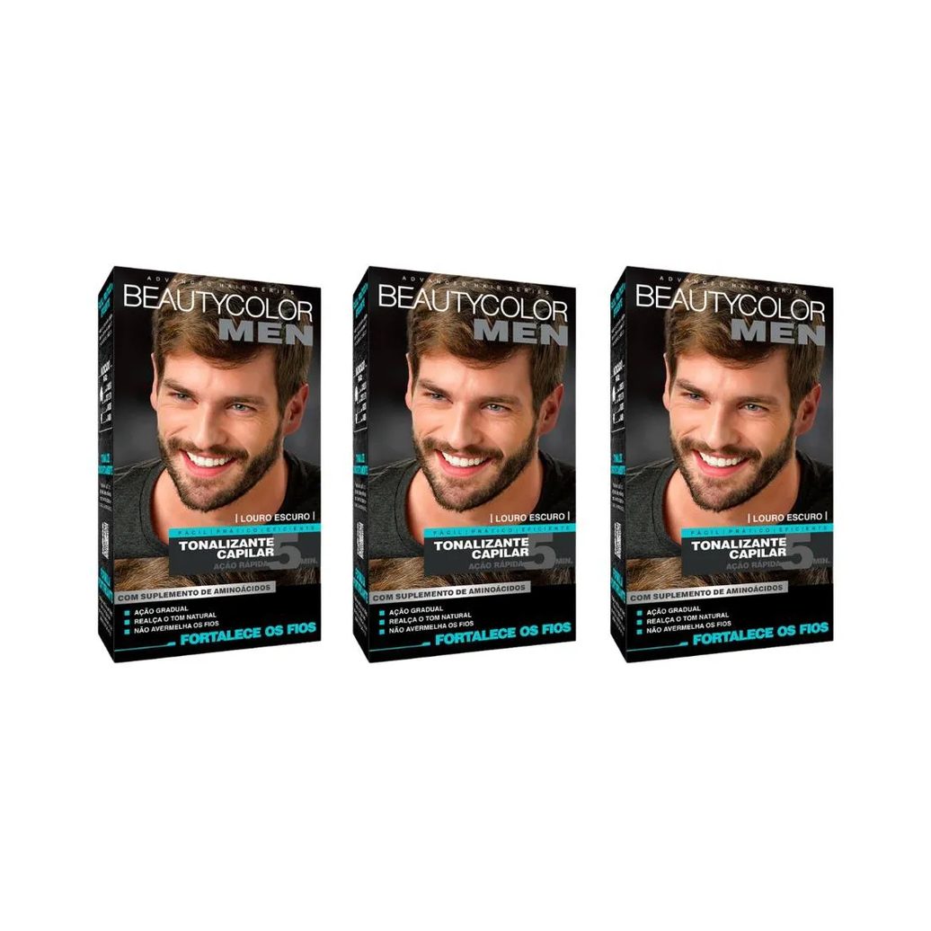 Coloraçao Beauty Color Men Louro Escuro - Kit C / 3un