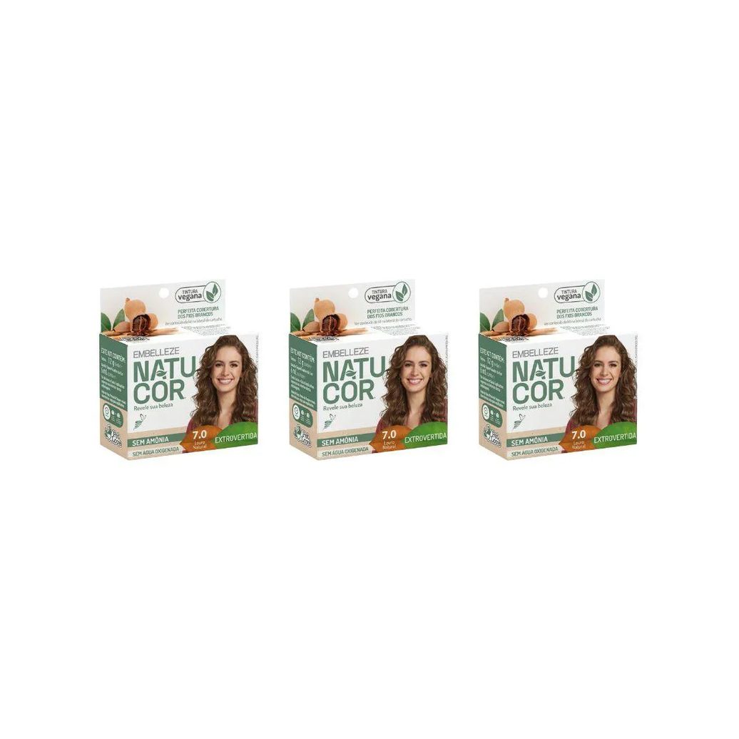 Coloraçao Natucor 7.0 Louro Natural - Kit C / 3un