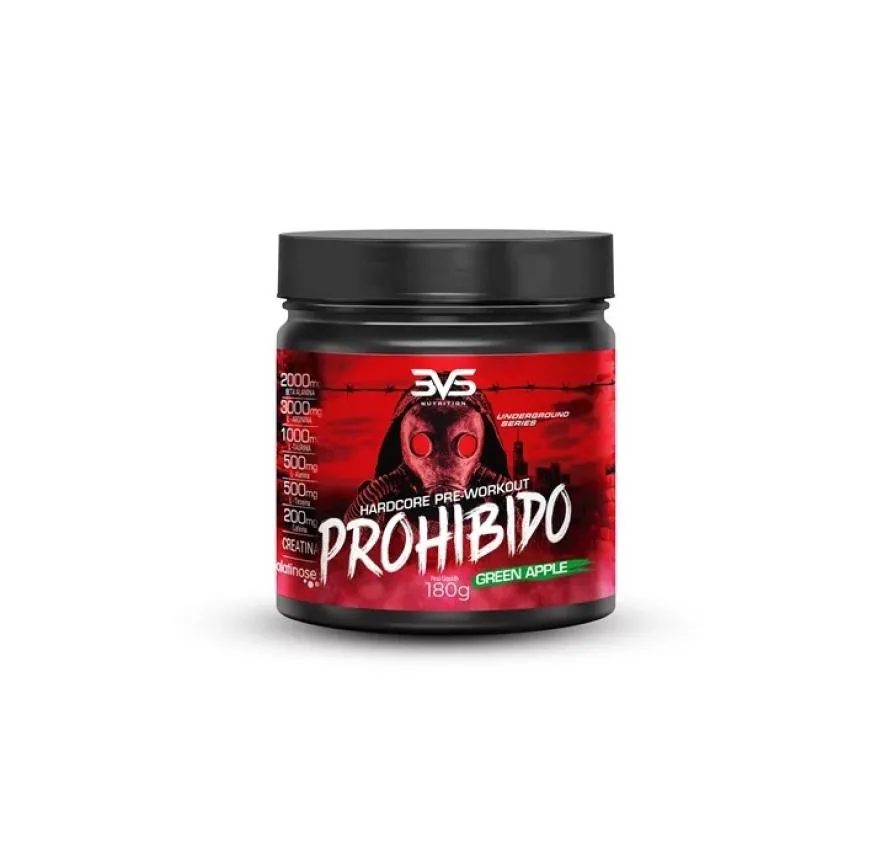 Prohibido Hardcore Pre Workout (180g) - Sabor: Green Apple