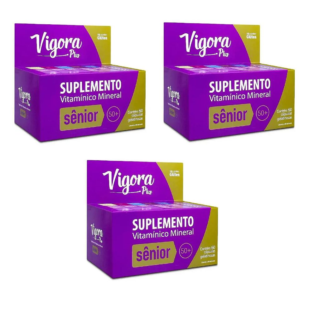 Kit 03 Suplemento Vigora Plus Sênior 50 + com 60 Cps - Prati
