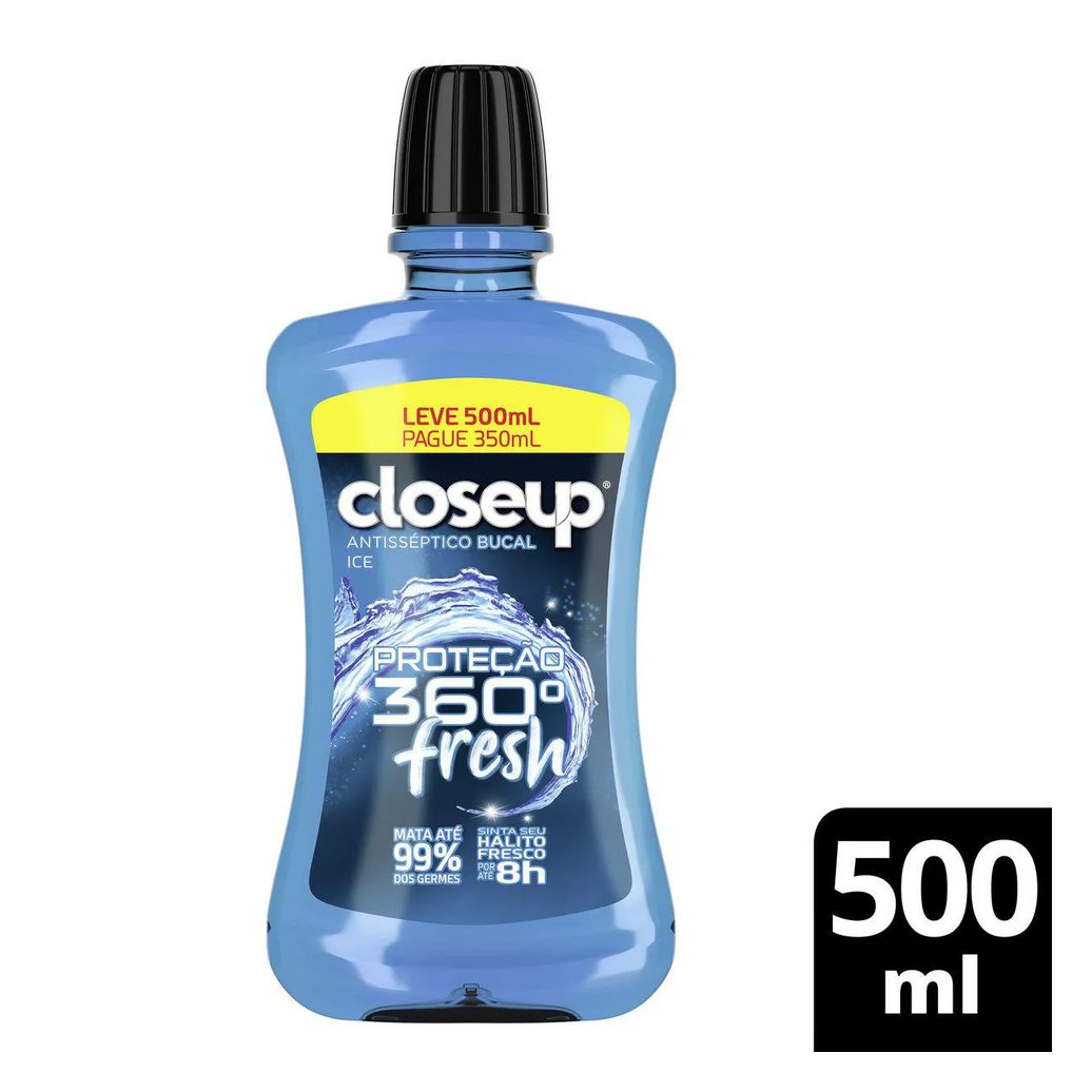 Enxaguante Bucal Closeup Ice com Álcool Proteção 360° Fresh 500ml