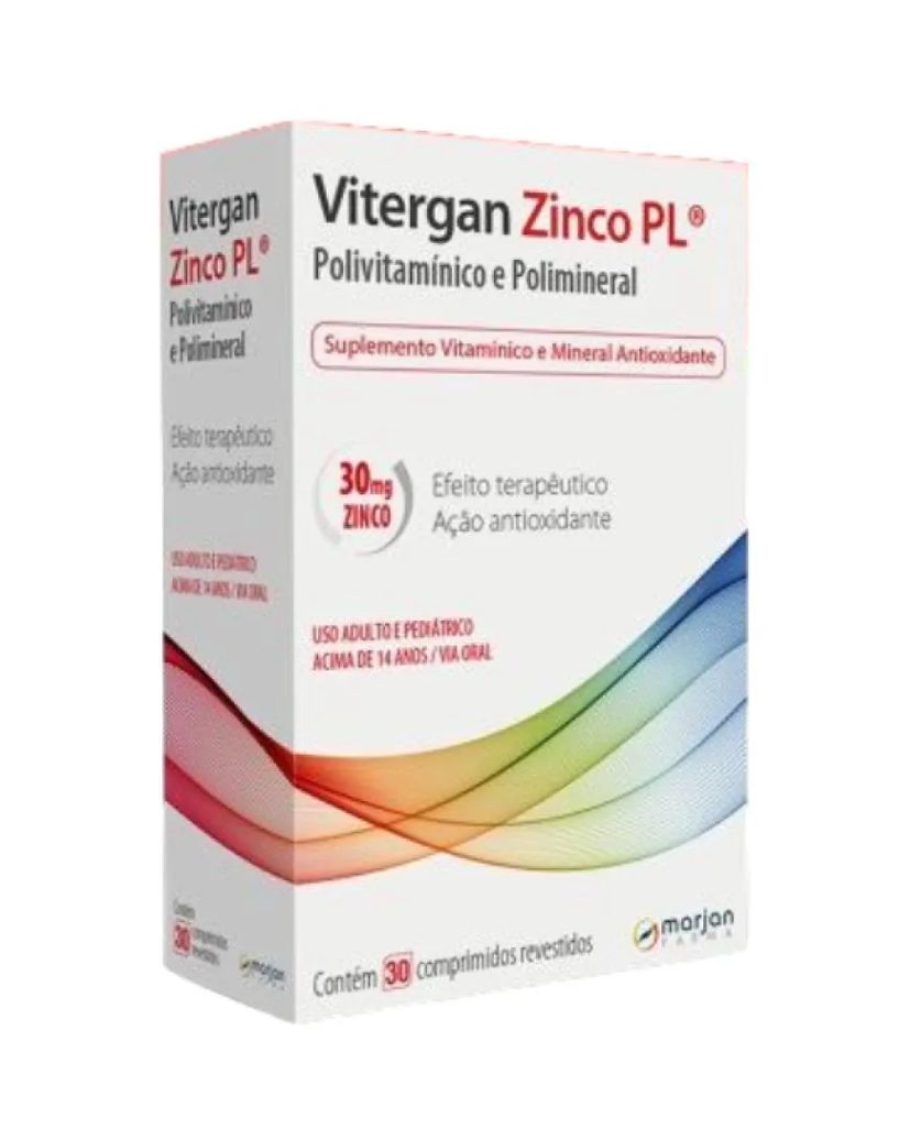Vitamina Vitergan Zinco Pl 30mg Zinco 30 Cpr - Marjan
