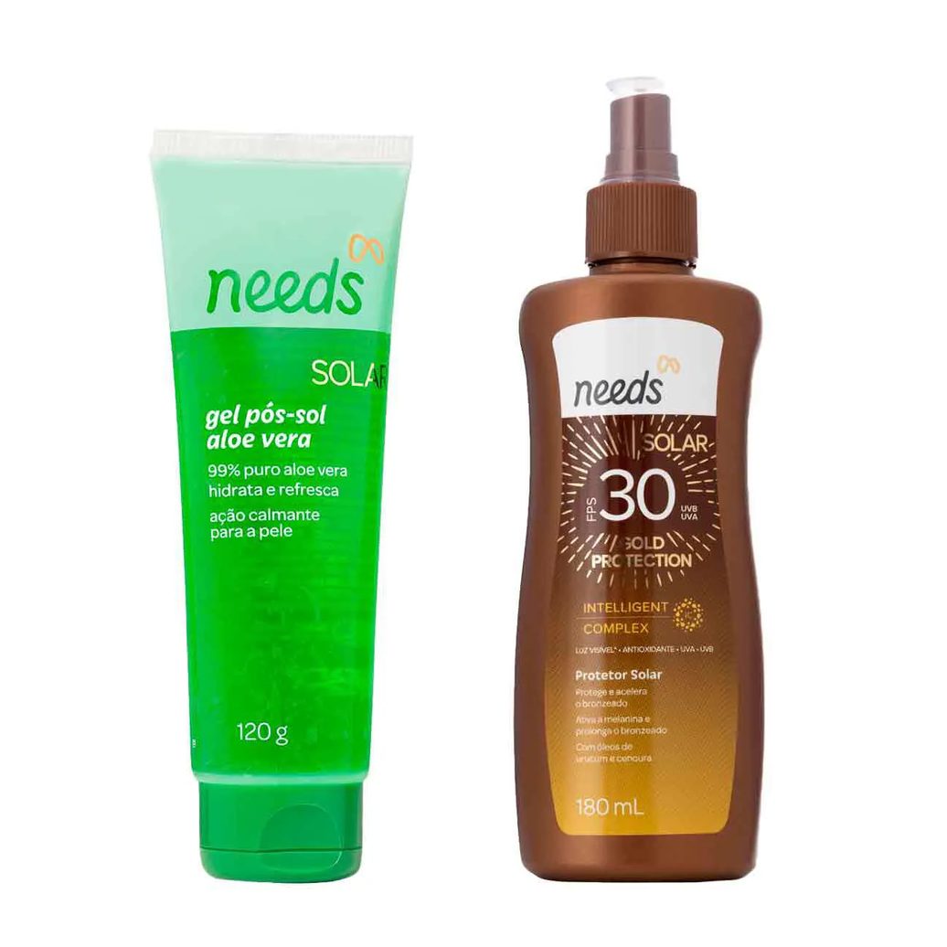Kit Needs Solar Protetor Corporal FPS 30 Spray 180ml + Gel Pós-Sol Aloe Vera 120g