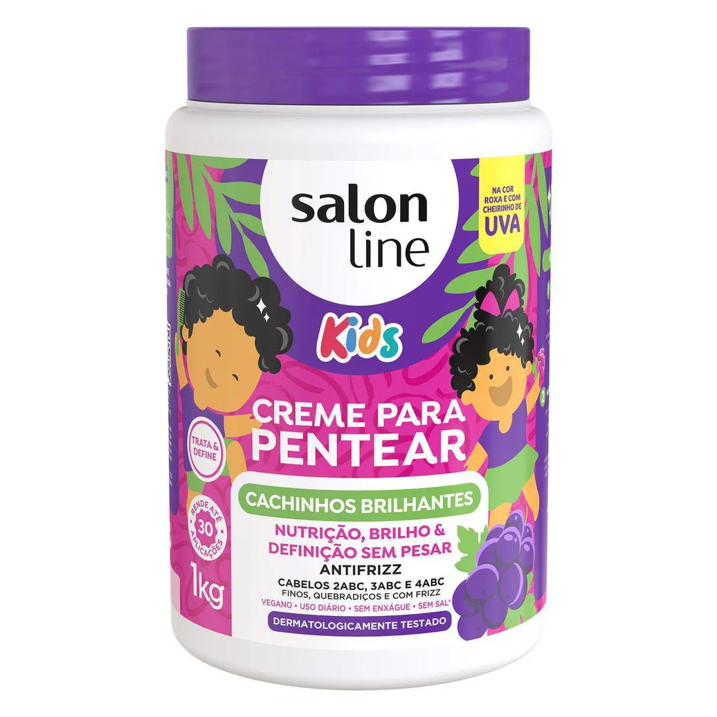 Creme para Pentear Salon Line Kids Cachinhos Brilhantes Uva 1kg