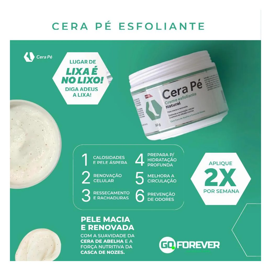 Cera Pé Esfoliante para Os Pés Pote 50g