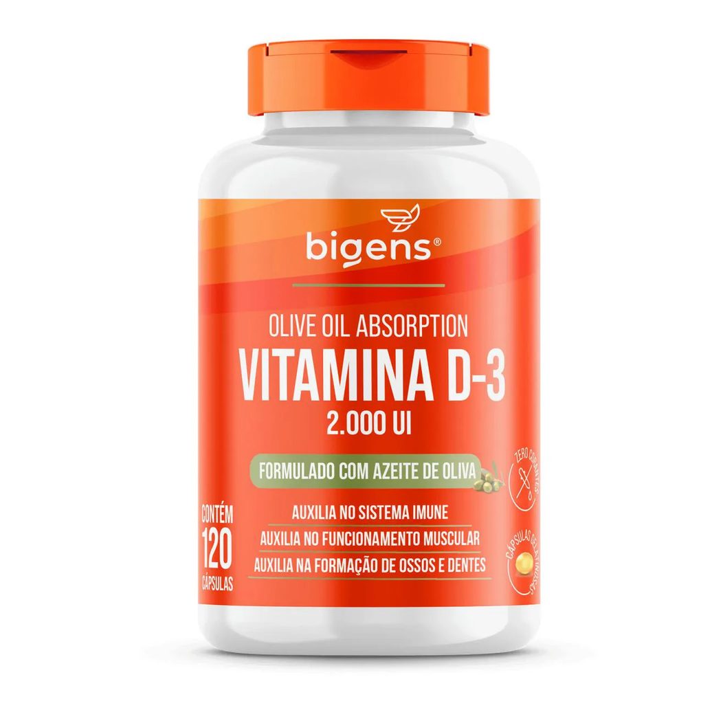 Bigens Vitamina D3 2000ui Óleo de Oliva 120 Cápsulas