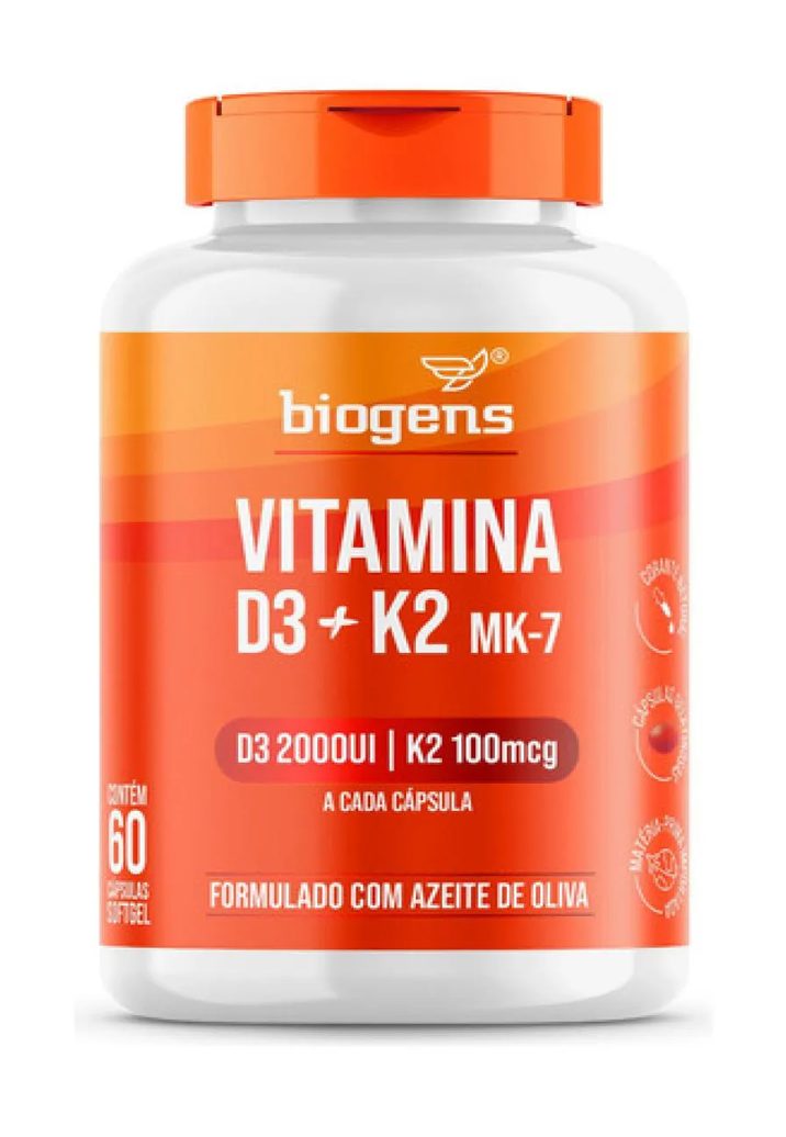 Vitamina D3 + K2, Mk7 2000ui | K2 100mg 60caps Biogens Neutro
