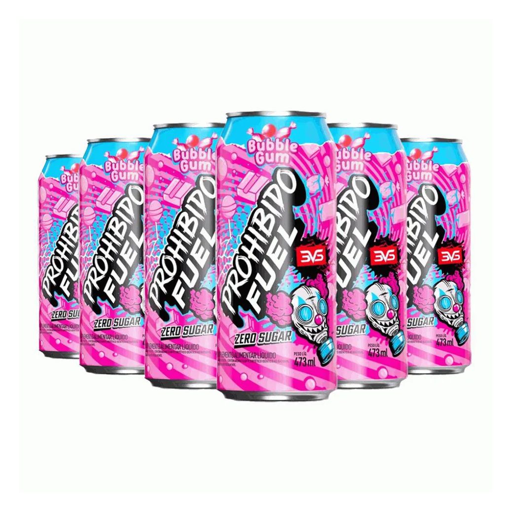 Prohibido Fuel Pré-Treino Drink Pack (6 Unid. de 473Ml) - Sabor: Bubble Gum