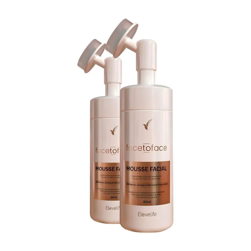 Kit Com 2 Espumas De Limpeza Facial Com Escova - Face To Face 150Ml Mousse Facial Eleve Live