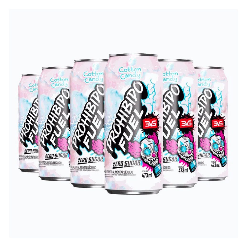 Prohibido Fuel Pré-treino Drink Pack (6 Unid. de 473ml) - Sabor: Cotton Candy