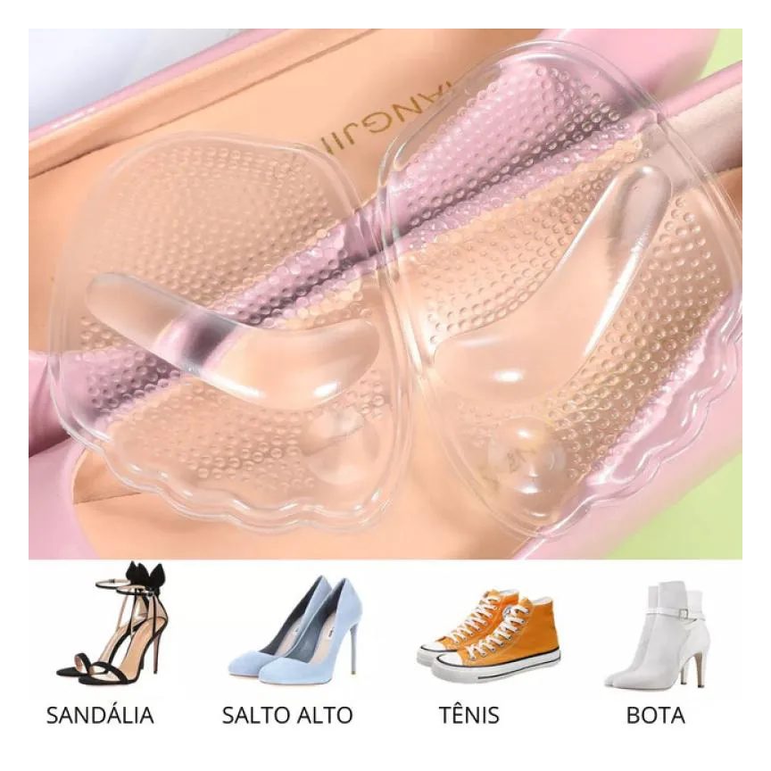 Par Palmilha Ortopédica Protetor Para Pés Almofadas Silicone Sapato Branco