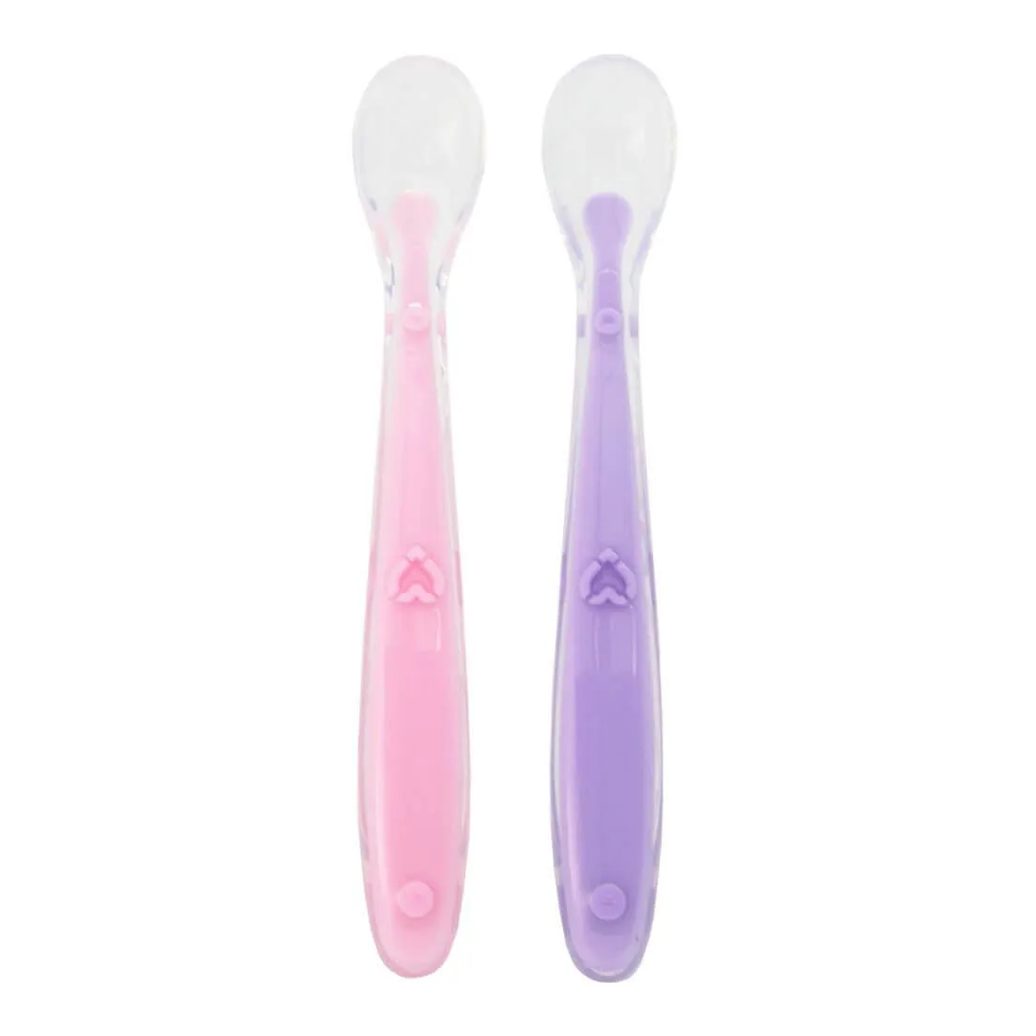Kit Colher Silicone Baby 2 Pcs Rosa e Lilás - Buba