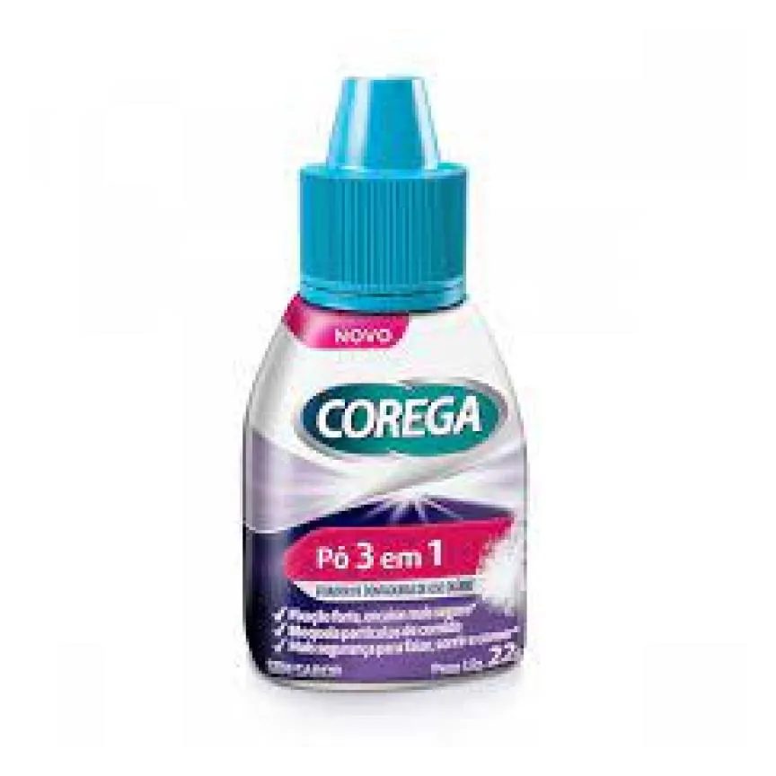Pó Fixador de Dentadura Corega 3 em 1 sem Sabor 22g