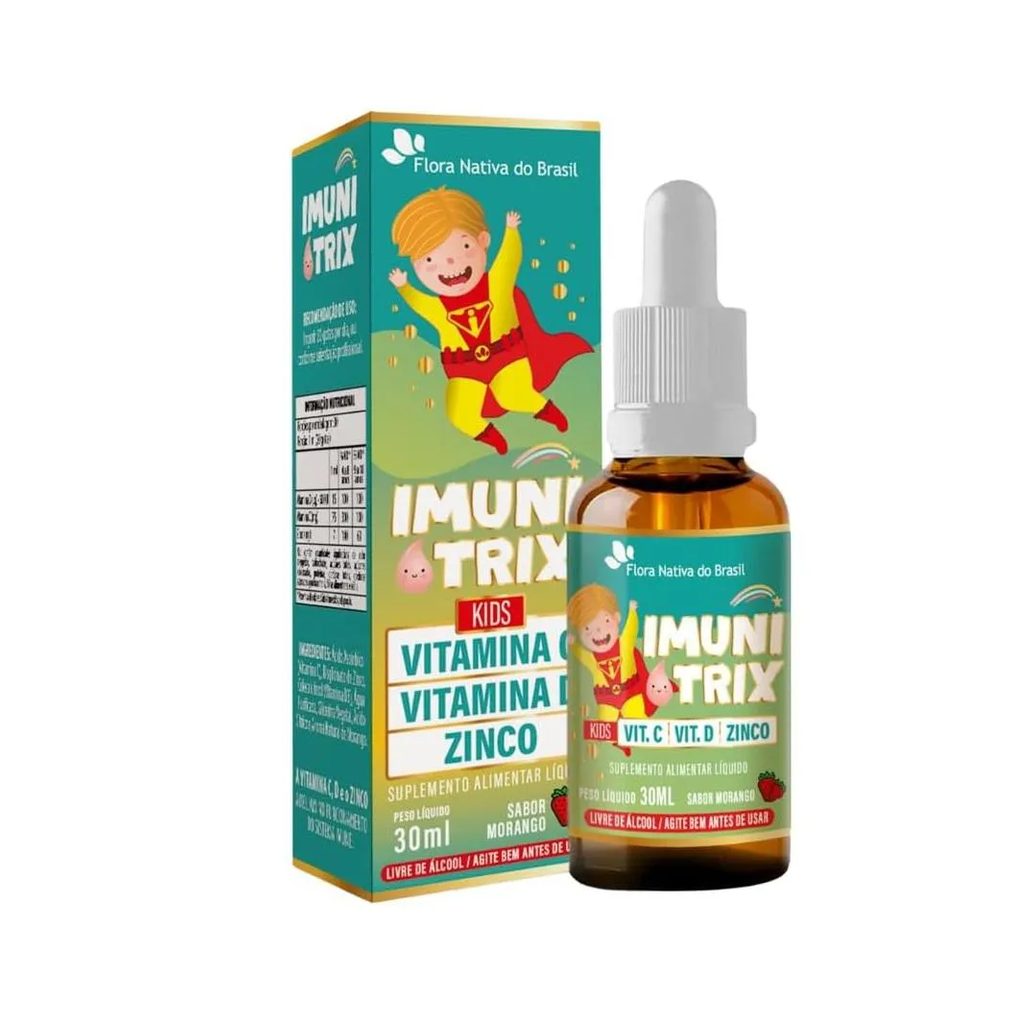 Imunitrix Kids Vit C D Zinco Gts 30ml Sab Morango Flora Nativa