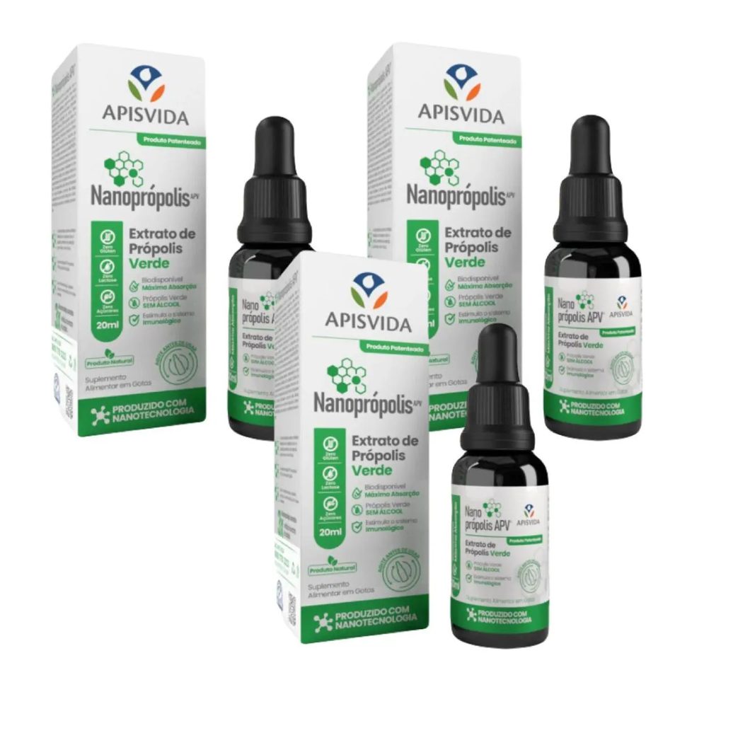 3x Nanoprópolis - Extrato de Própolis Verde - 20ml - Apis Vida sem Sabor