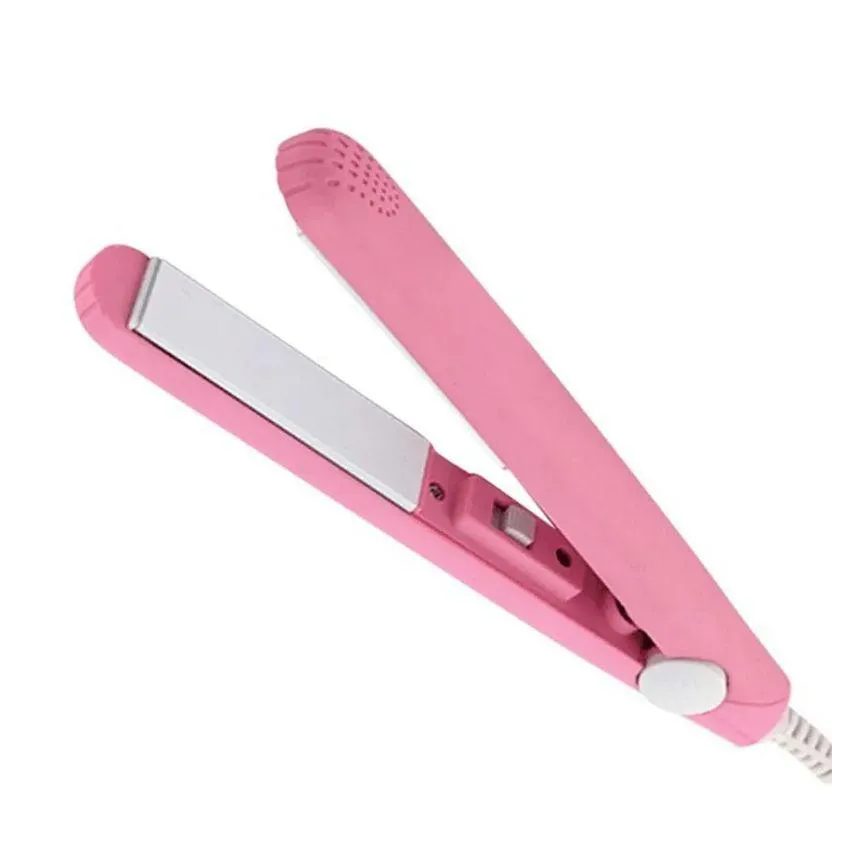 Mini Chapinha Prancha Portátil Viagem 180 Graus 110v - 220v Rosa