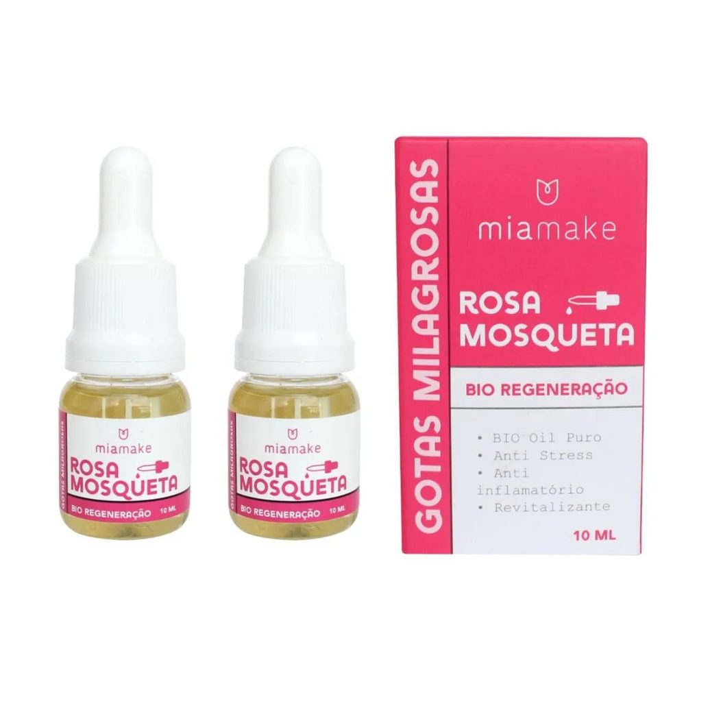 Kit 2 Óleo Rosa Mosqueta 100 Puro Facial Antes da Maquiagem