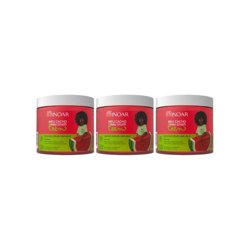 Gelatina Capilar Inoar Meu Cacho 500g Teen Melancia - 3un