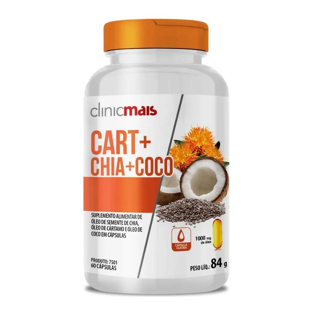 Cartamo + Chia + Coco 1000mg 60 cápsulas - Clinicmais
