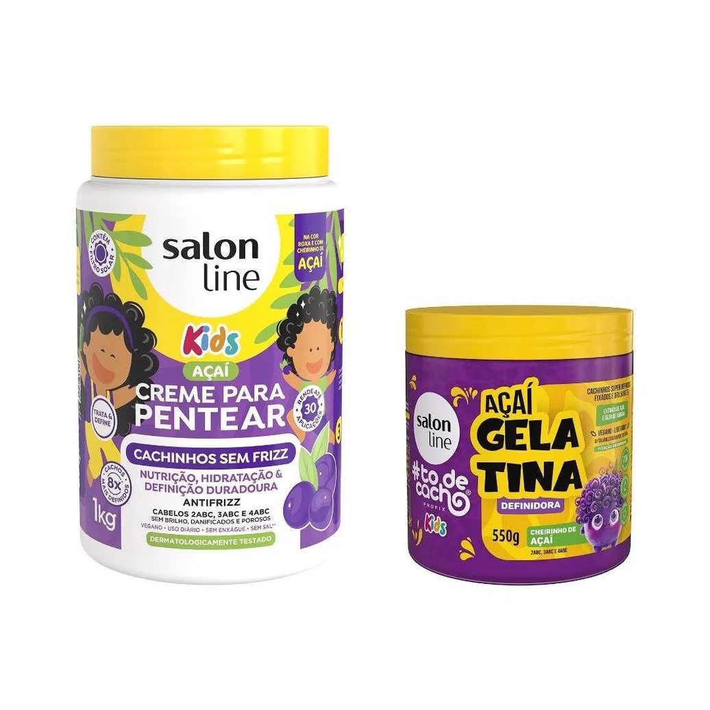 Kit Cheirinho de Açaí com Creme para Pentear e Gelatina #todecacho Kids