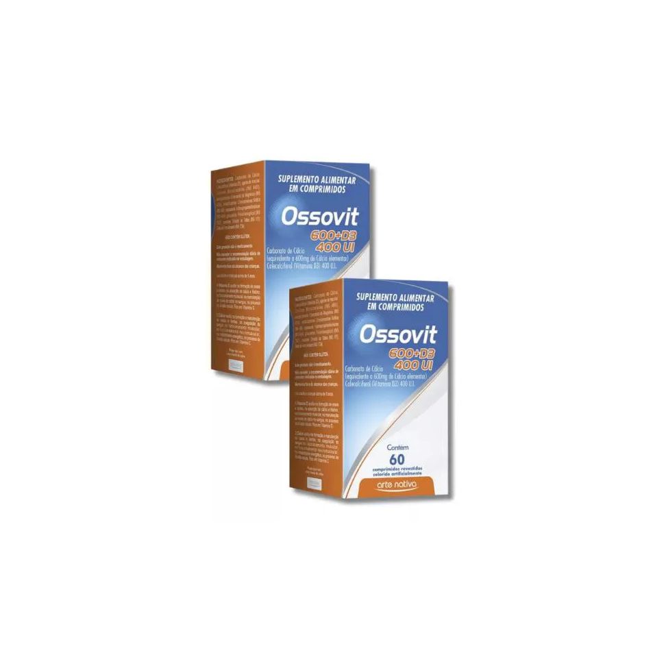 Kit 2 Suplemento Ossovit 600+d3 400 Ui 60cpr Arte Nativa Sabor sem Sabo