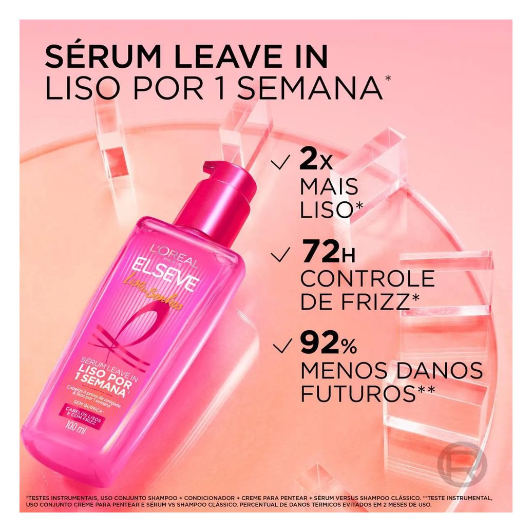 Kit L'Oréal Paris Elseve Liso dos Sonhos Sérum Leave-In 100ml 2 unidades