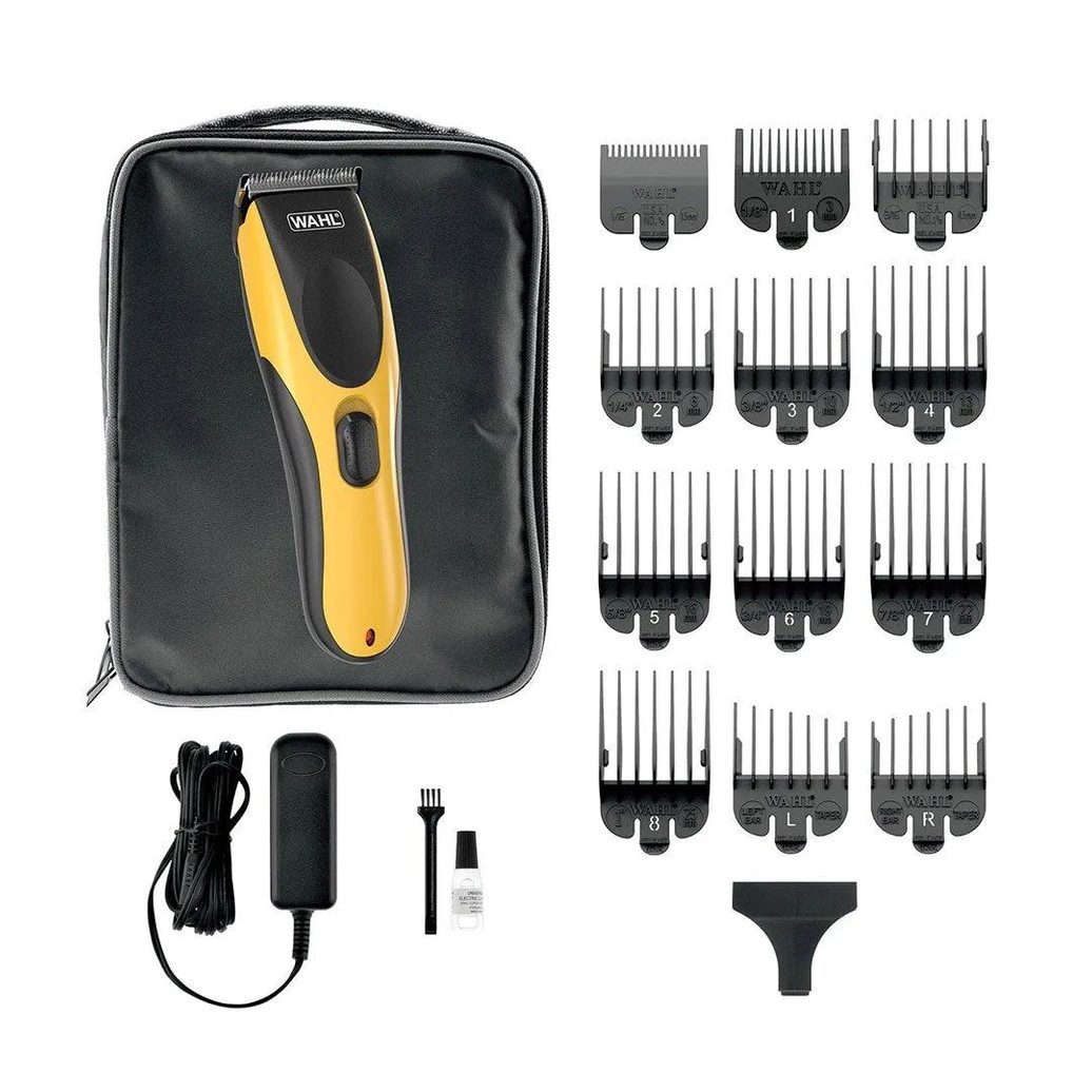 Máquina de Cortar Cabelo Wahl Hair Cut Beard Diy com 10 Pentes de Corte Bivolt Amarelopreto