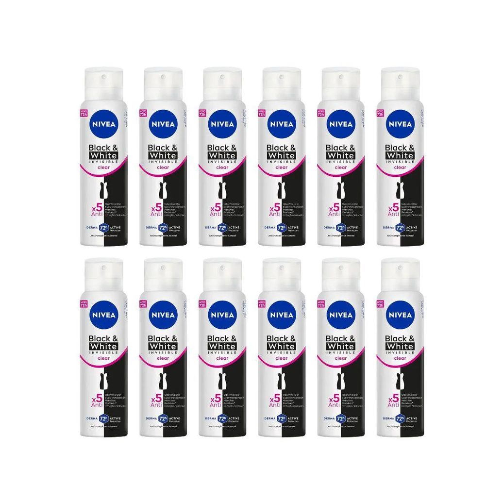 Desodorante Aero Nivea 150ml Fem Invisible Black White - 12un