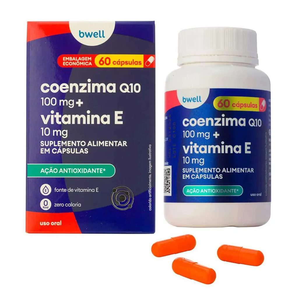 Coenzima Q10 100mg + Vitamina E 10mg bwell 60 Cápsulas