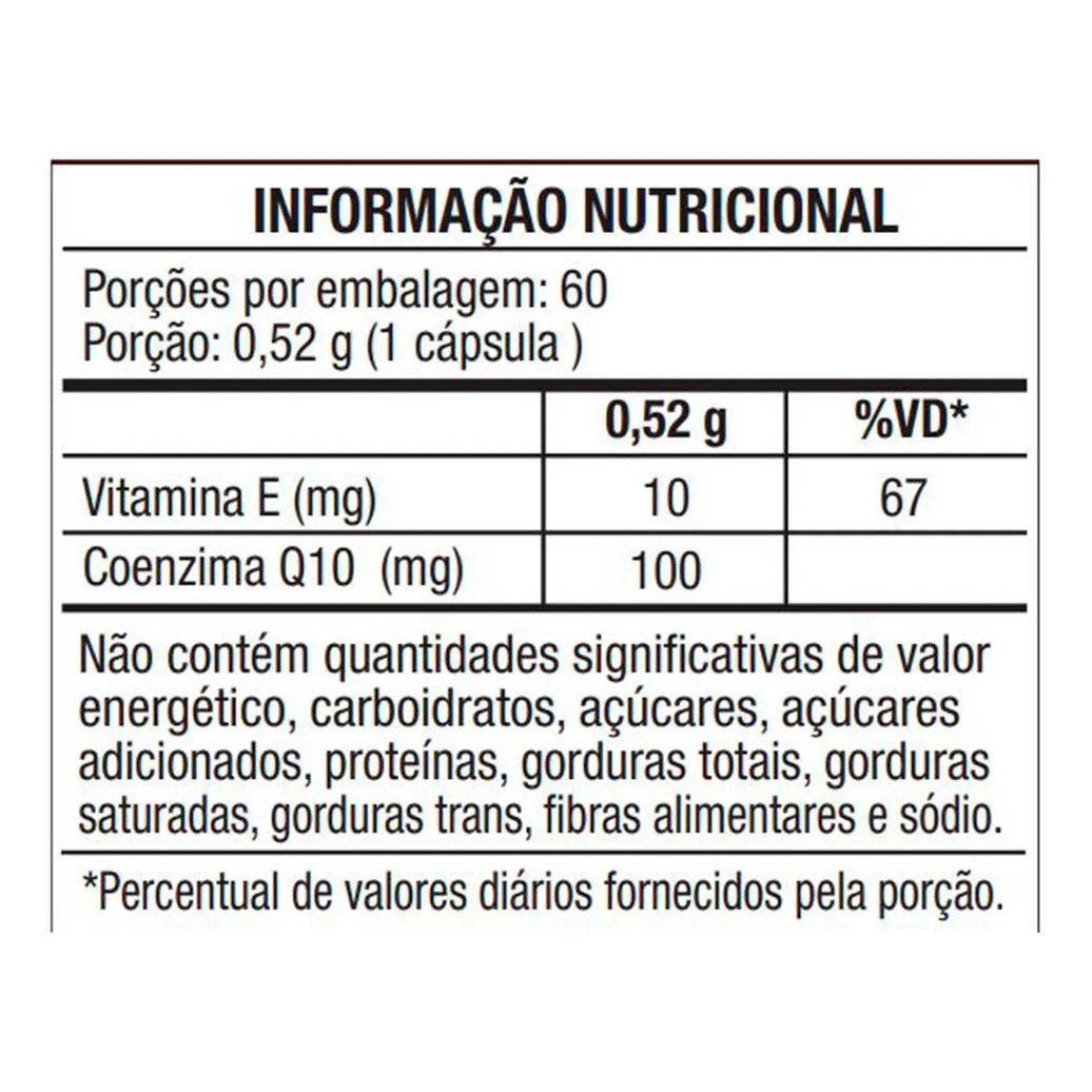 Coenzima Q10 100mg + Vitamina E 10mg bwell 60 Cápsulas