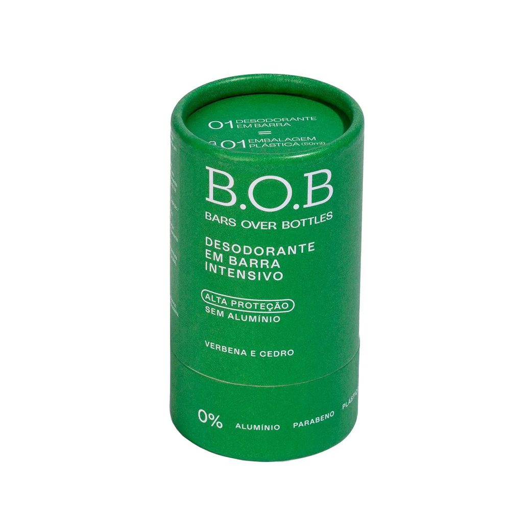 Desodorante Vegano Sem Alumínio B.O.B Alta Proteção Intensivo Verbana e Cedro 50g