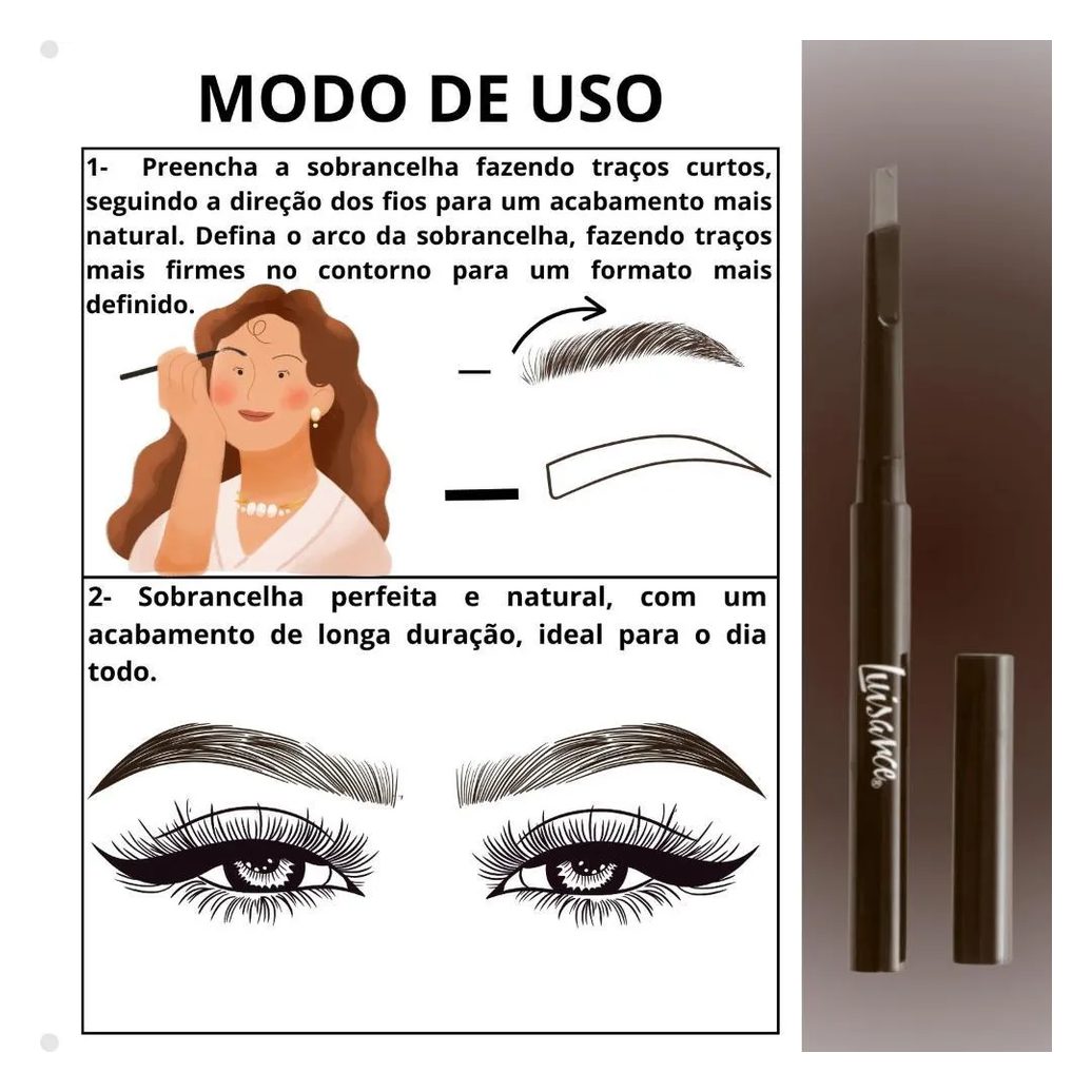 Lápis Retrátil para Sobrancelha Luisance 365 Castanho Escuro Hipoalergênico L5219