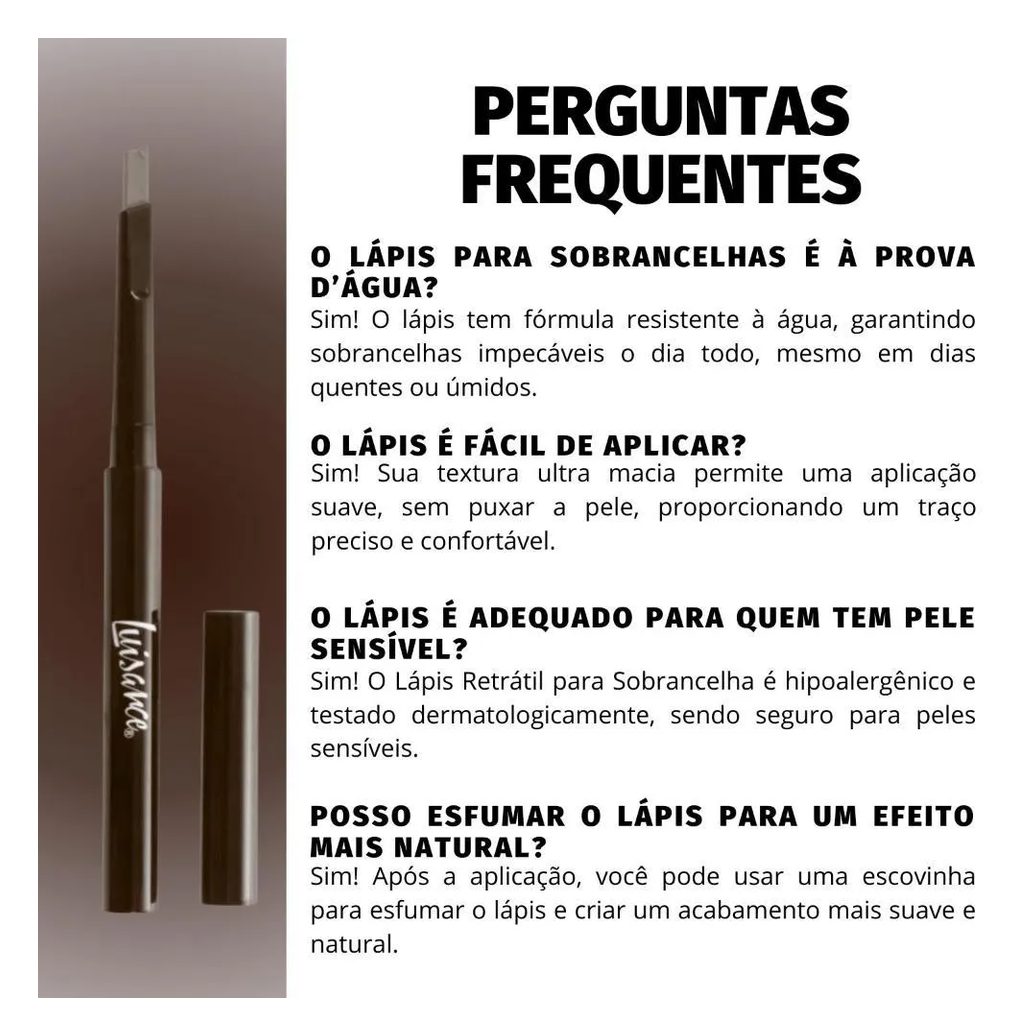 Lápis Retrátil para Sobrancelha Luisance 365 Castanho Escuro Hipoalergênico L5219