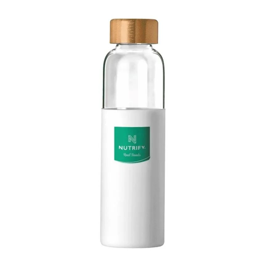 Garrafa de Vidro com Tampa de Bambu (600ml) - Padrão: Único